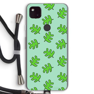 Groene blaadjes: Pixel 4a 5G Transparant Hoesje met koord