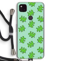 Groene blaadjes: Pixel 4a 5G Transparant Hoesje met koord
