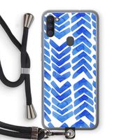 Blauwe pijlen: Samsung Galaxy A11 Transparant Hoesje met koord
