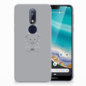 Nokia 7.1 Telefoonhoesje met Naam Grijs Baby Olifant