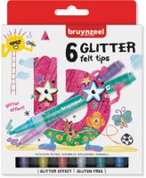 Bruynzeel Kids viltstiften Glitter, set van 6 stuks in geassorteerde kleuren - thumbnail