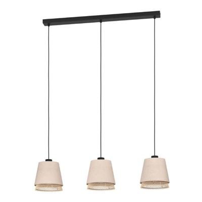 Eglo 3-lichts hanglampTabley linnen met rotan - 43976