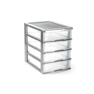 Plasticforte Ladeblok/bureau organizer met 4x lades - grijs/transparant - L35,5 x B27 x H35 cm