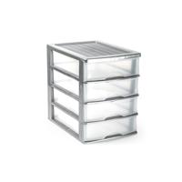 Plasticforte Ladeblok/bureau organizer met 4x lades - grijs/transparant - L35,5 x B27 x H35 cm - thumbnail