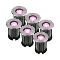 Set van 6 Maisy Smart Grondspots Rond - Ø12cm - 5.5 Watt 345 lumen - RGBWW - Wifi + Bluetooth - Bestuurbaar via app - IP67 waterdicht - Google Home - Amazon Alexa - RVS