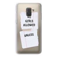 No Girls Allowed Unless: Samsung Galaxy A8 (2018) Transparant Hoesje