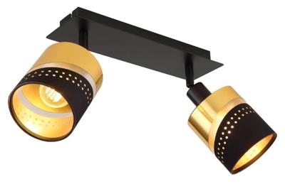 Globo 2-lichts plafondspotOr zwart met goud - 54046-2