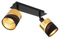 Globo 2-lichts plafondspotOr zwart met goud - 54046-2