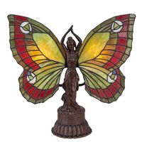 Clayre & Eef Rode Tafellamp Tiffany vlinder 41*20*41 cm E14/max 2*25W 5LL-6085 - thumbnail