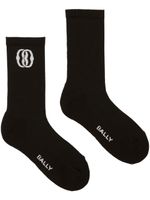 Bally chaussettes nervurées à logo intarsia - Noir