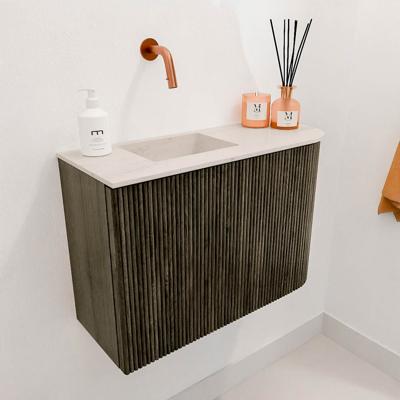 Toiletmeubel Mondiaz Joya Dlux | 61.6 cm | Meubelkleur Shadow | Faye wastafel Meli Wasbak Links | Zonder kraangat(en)