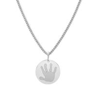 Gepersonaliseerde 1 hand- of voetafdruk ketting - Stainless steel - Zilver - Rond 15 mm - Handafdruk