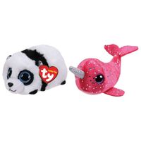 Ty - Knuffel - Teeny Ty's - Bamboo Panda & Nelly Narwhal