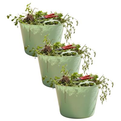 Flexibele kuip / emmer - 3x - mintgroen - 15 liter - kunststof - 35 x 28 cm - met handvatten