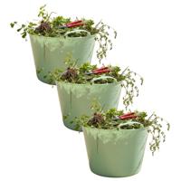 Flexibele kuip / emmer - 3x - mintgroen - 15 liter - kunststof - 35 x 28 cm - met handvatten