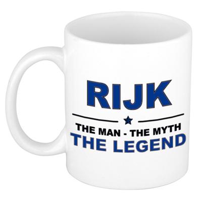 Rijk cadeau mok - man myth legend - naam koffiemok / beker - wit en blauw - 300 ml