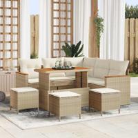 Tuinbankenset 9 pcs Beige poly rattan
