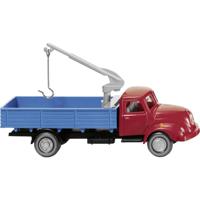 Wiking 042002 H0 Vrachtwagen Magirus S 3500 vrachtwagen met laadkraan - rood/blauw