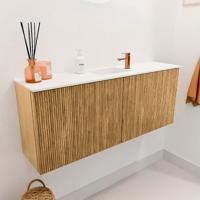 Toiletmeubel Mondiaz Joya | 100 cm | Meubelkleur Oak | Faye wastafel Talc Midden | 1 kraangat Toiletmeubel Mondiaz Joya | 100 cm | Meubelkleur Oak | Faye wastafel Talc Midden | 1 kraangat
