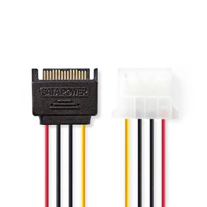 Interne Voedingskabel | SATA 15-Pins Male - Molex Female | 0,15 m | Diverse