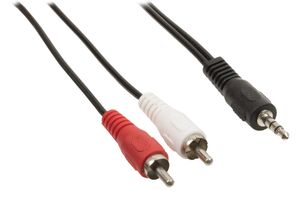 Valueline VLAP22200B15 audio kabel 1,5 m 3.5mm 2 x RCA Zwart, Rood, Wit