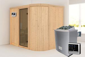 Karibu | Titania 4 Sauna | Antracietglas | Kachel 9 kW Externe Bediening