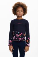 Lange mouwen T-shirt met bloemenlogo - BLUE - 9/10