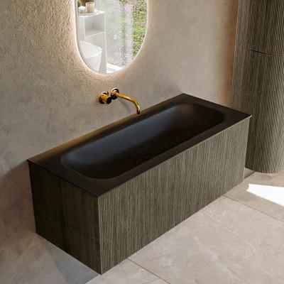 Badmeubel Mondiaz Kurve | 110 cm cm | Meubelkleur Shadow | Wastafelkleur Urban | Solid surface | Wasbak midden spoelbak | Zonder kraangat(en)