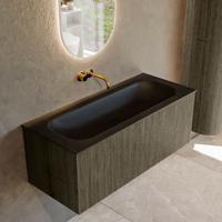 Badmeubel Mondiaz Kurve | 110 cm cm | Meubelkleur Shadow | Wastafelkleur Urban | Solid surface | Wasbak midden spoelbak | Zonder kraangat(en)