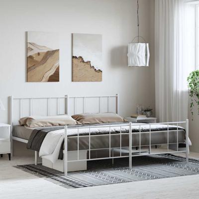 Bedframe met hoofd- en voeteneinde metaal wit 193x203 cm
