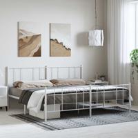 Bedframe met hoofd- en voeteneinde metaal wit 193x203 cm - thumbnail