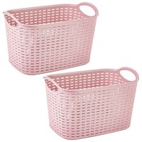 Plasticforte opbergmand/kastmandje - 2x - 6,4 liter - roze - kunststof - 19 x 29 x 18 cm - Opbergbox - thumbnail