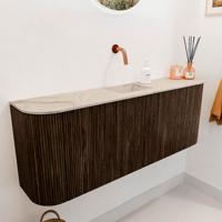 Toiletmeubel Mondiaz Joya Dlux | 113.2 cm | Meubelkleur Walnut | Faye wastafel Frappe Wasbak Midden | Zonder kraangat(en)