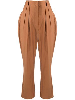 Nanushka pantalon crop Reya - Marron