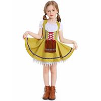 Halloween Carnaval Oktoberfest bier Kostuum Jurken Dirndl Trachtenkleider Oktoberfest / bier Bavarian Wiesn Weiden Voor meisjes Doek in traditionele stijl Kleding Lightinthebox