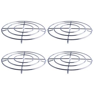 4x Stuks chroom pannenonderzetters rond zilver 20 cm