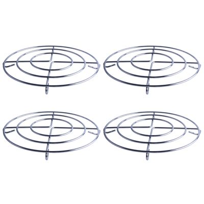 4x Stuks chroom pannenonderzetters rond zilver 20 cm