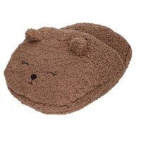 Grote voetenwarmer pantoffel/slof beer chocolade bruin one size 30 x 27 cm - Voetenwarmers - thumbnail