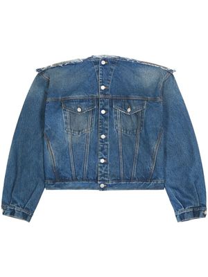 MM6 Maison Margiela veste en jean à design sans col - Bleu