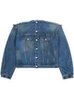 MM6 Maison Margiela veste en jean à design sans col - Bleu