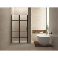 BWS Nisdeur INDUS met Vast Paneel 90x200 cm 8 mm NANO Glas Omkeerbaar Mat Zwart