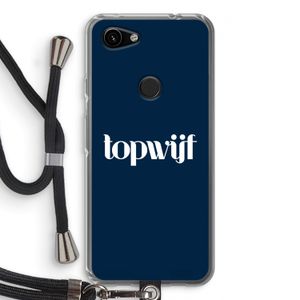 Topwijf Navy: Pixel 3a Transparant Hoesje met koord