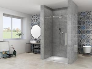 Nisdeur Van Rijn Products ST08 Draaideur 2-Delig 100x200 cm 8 mm Helder Glas Incl. Muurprofiel, Greep en Stabilisatiestang RVS