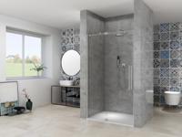 Nisdeur Van Rijn Products ST08 Draaideur 2-Delig 100x200 cm 8 mm Helder Glas Incl. Muurprofiel, Greep en Stabilisatiestang RVS