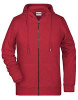 James & Nicholson JN8025 Ladies´ Zip-Hoody - /Carmine-Red-Melange - XL