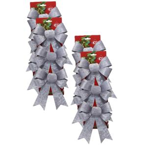 Kerst ornamenten strikken - 12x st - zilver - 15 x 24 cm - kerstboomstrikjes