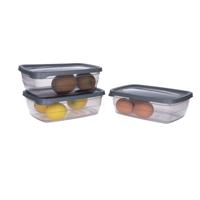 Vershoudbakjes - 3x stuks - 1,2 liter - donker grijs - voorraadbakjes met deksel