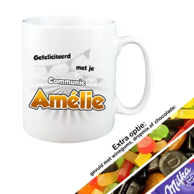 Communie cadeau met naam (wit)