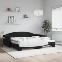Slaapbank met onderschuifbed 100x200 cm fluweel zwart