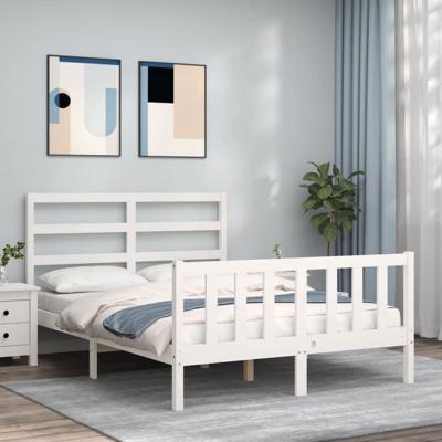 Bedframe zonder matras massief grenenhout wit 120x200 cm